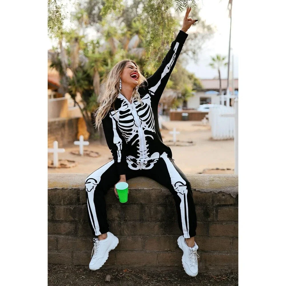 Women’s Skeleton Halloween Costume – Comfortable Adult Outfit (Medium)